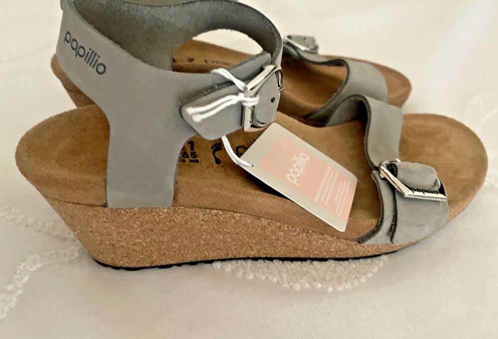 PAPILLIO By BIRKENSTOCK Sz10 Soley Ring-Buckle Wedge Platform Sandal Dove Grey